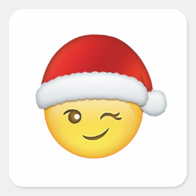 Cuadrada pegatina de navidad de Emoji feliz (Anverso)