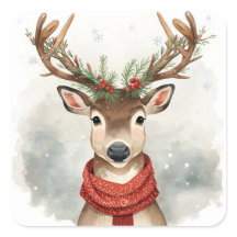 Pegatina de Navidad de Reno Adorable