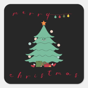 Cuadrada Pegatina de Navidad Kawaii 