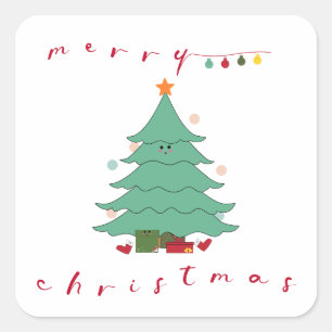 Cuadrada Pegatina de Navidad Kawaii 