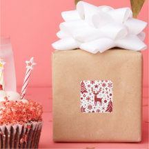 Pegatina de Navidad Reno de Purpurina Roja