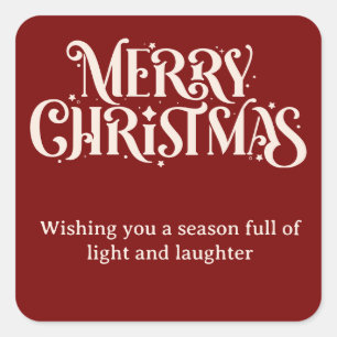 Cuadrada Pegatina de navidad roja Feliz Navidad