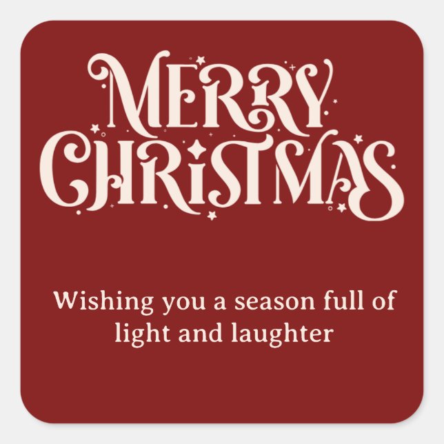 Cuadrada Pegatina de navidad roja Feliz Navidad (Anverso)