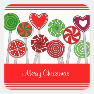 Cuadrada Pegatina de Navidades Cute Lollipops