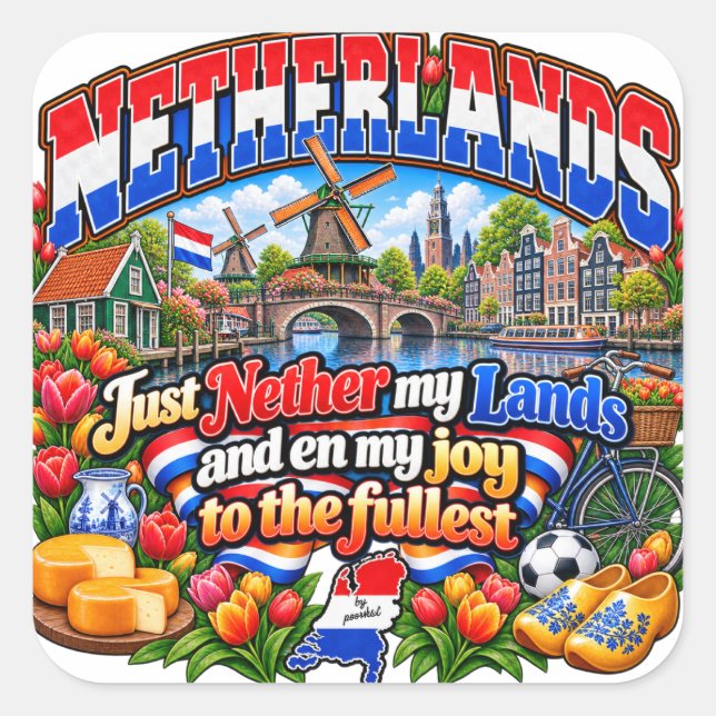 Cuadrada Pegatina de Nederland (Anverso)