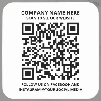Cuadrada Pegatina de negocios moderno con código QR promoci