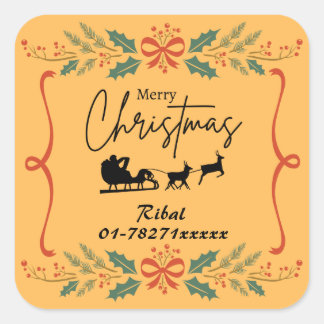 Cuadrada Pegatina de negocios personalizado de Feliz Navida