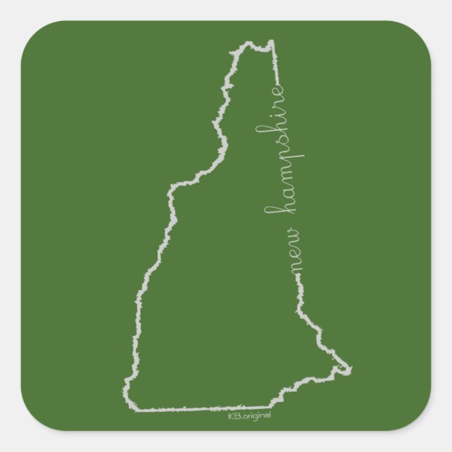Cuadrada Pegatina de New Hampshire (Anverso)