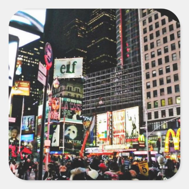 Cuadrada Pegatina de New York City Times Square (Anverso)