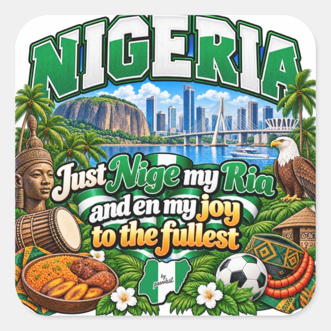 Cuadrada Pegatina de Nigeria (Anverso)