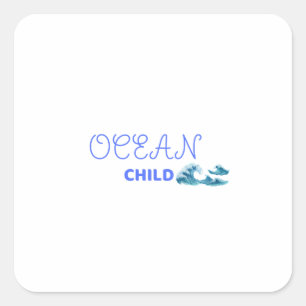 Cuadrada Pegatina de Niño Oceánico Lindo Tropical para Niño