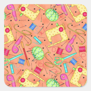 Cuadrada Pegatina de nociones de costura de naranja