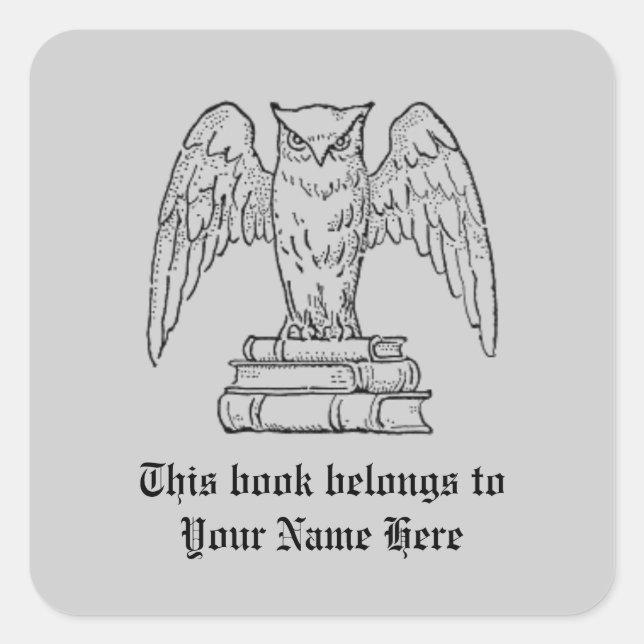 Cuadrada Pegatina de nombre del libro de personalizables (Anverso)