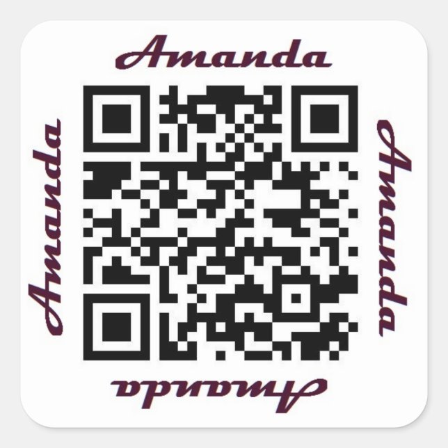Cuadrada Pegatina de NOMBRE personalizado de código Amanda  (Anverso)