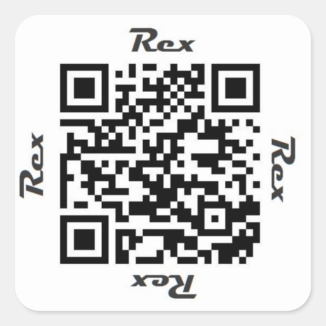 Cuadrada Pegatina de NOMBRE personalizado de código QR Rex (Anverso)