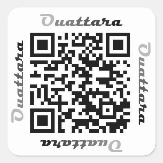 Cuadrada Pegatina de NOMBRE personalizado del código QR de  (Anverso)