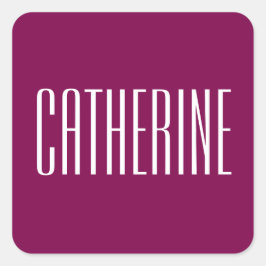 Cuadrada Pegatina de nombre púrpura