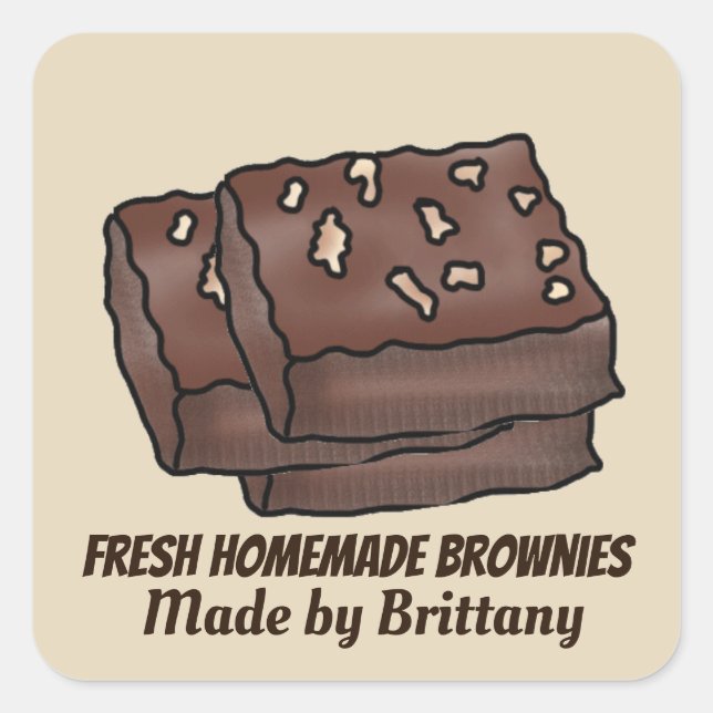 Cuadrada Pegatina de nombres de apellidos de brownies caser (Anverso)