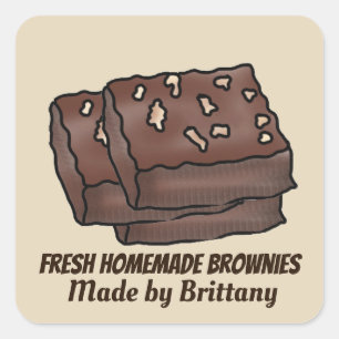 Cuadrada Pegatina de nombres de apellidos de brownies caser