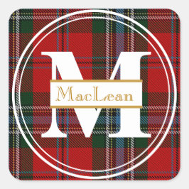 Cuadrada Pegatina de nombres de monograma de MacLean Tartan