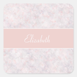 Cuadrada Pegatina de nombres personalizados de Bokeh rosa l