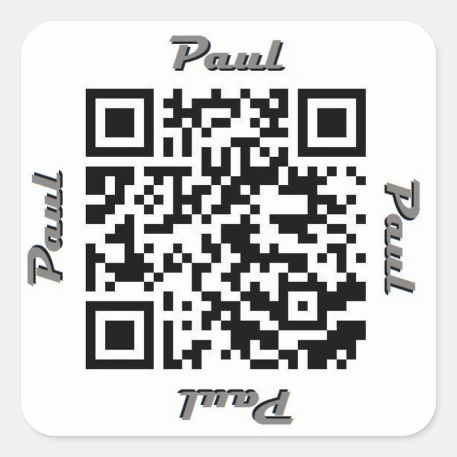 Cuadrada Pegatina de nombres personalizados de código QR de (Anverso)