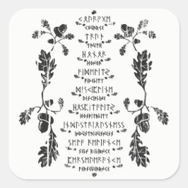 Cuadrada Pegatina de nueve nobles virtudes