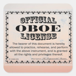 Cuadrada Pegatina de Oboe License Square