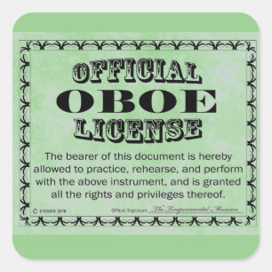 Cuadrada Pegatina de Oboe License Square