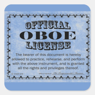 Cuadrada Pegatina de Oboe License Square