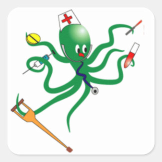 Cuadrada Pegatina de Octopus Nurse Square
