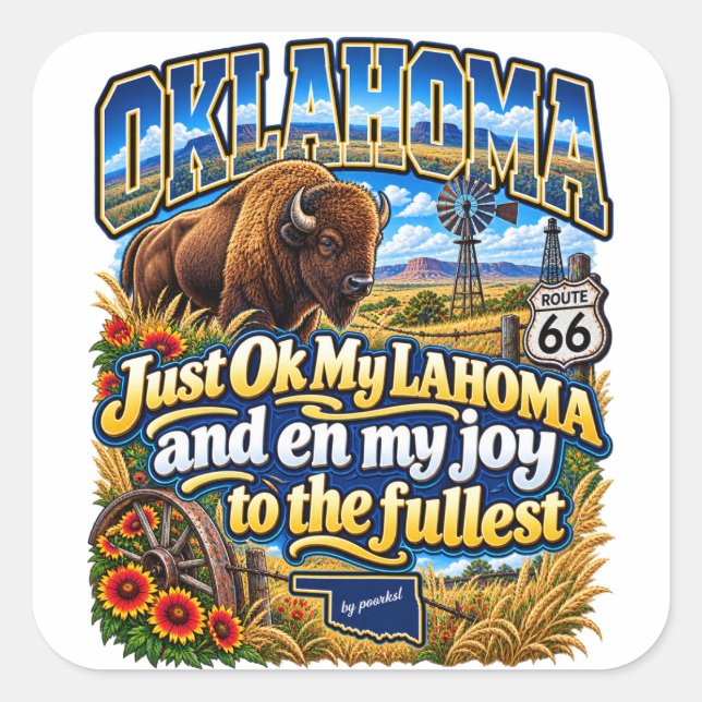 Cuadrada Pegatina de Oklahoma (Anverso)