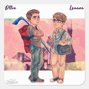 Cuadrada Pegatina de Ollie y de Lennon