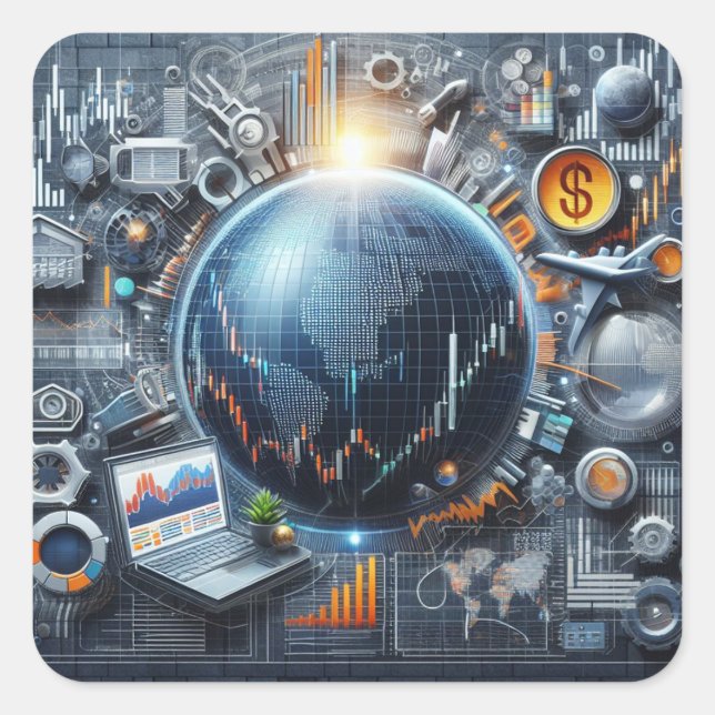 Cuadrada Pegatina de operaciones bursátiles (Anverso)