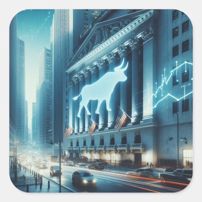 Cuadrada Pegatina de operaciones bursátiles (Anverso)