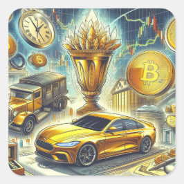 Cuadrada Pegatina de operaciones bursátiles