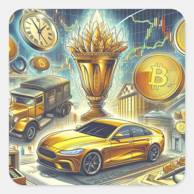 Cuadrada Pegatina de operaciones bursátiles (Anverso)