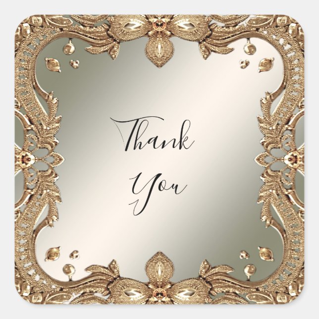 Cuadrada Pegatina de Ornate Gold (Anverso)