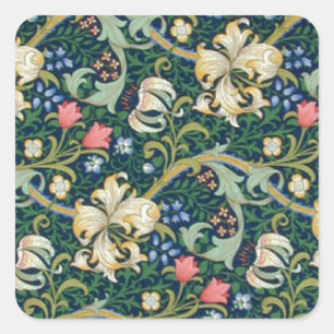 Cuadrada Pegatina de oro de los lirios