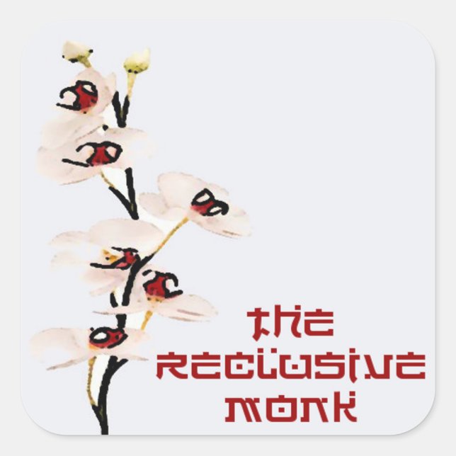 Cuadrada Pegatina de orquídeas monjes recluyentes (Anverso)