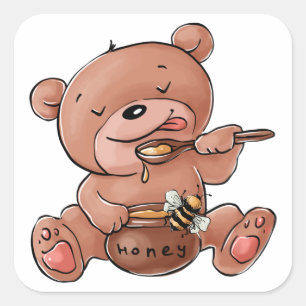 Cuadrada Pegatina de oso