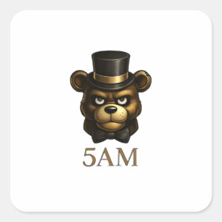 Cuadrada Pegatina de oso animatrónico de noche espeluznante