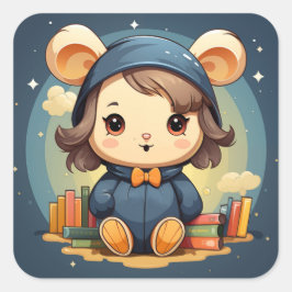 Cuadrada Pegatina de oso bebé