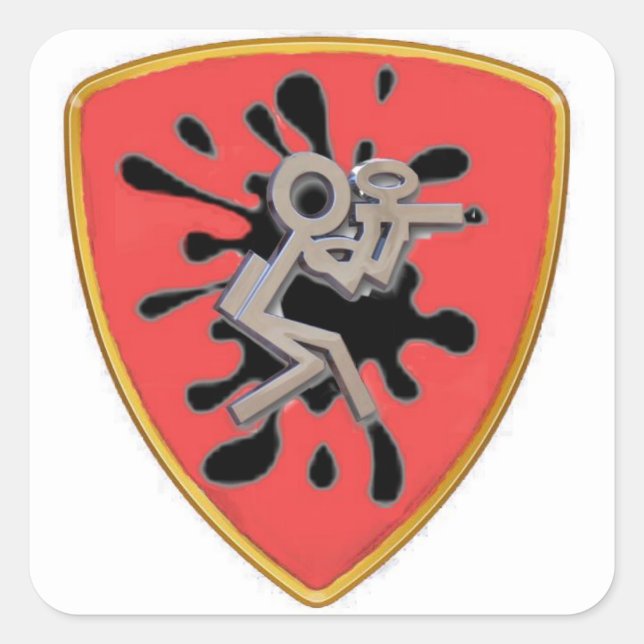 Cuadrada Pegatina de Paintball personalizado (Anverso)