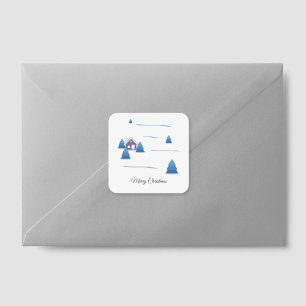 Cuadrada Pegatina de paisaje acuático y nevado