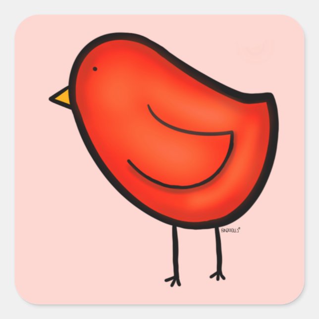 Cuadrada Pegatina de pájaro (Anverso)