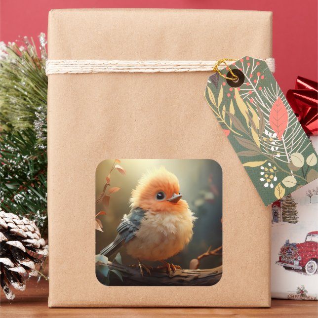 Cuadrada Pegatina de pájaro (Vacaciones)