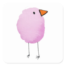 Pegatina de pájaro acuarela rosa linda