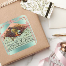 Pegatina de pájaro anidador de vintage