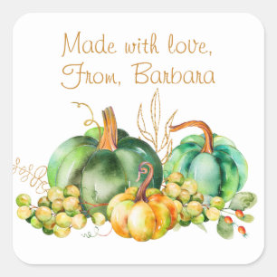 Cuadrada Pegatina de panadería casera con calabazas de Acci
